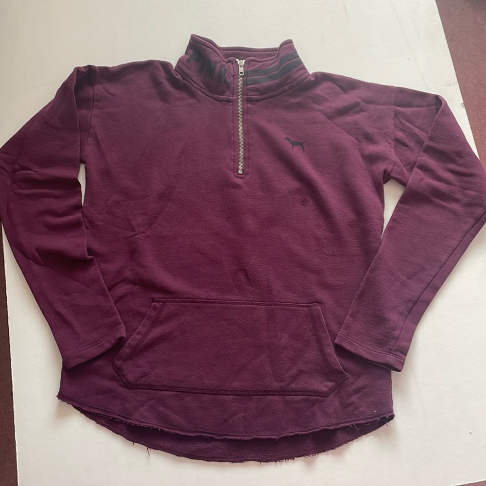 💚3/$15💚 VICTORIA SECRET PINK | size XS | 1/4 zip sweatshirt | burgundy